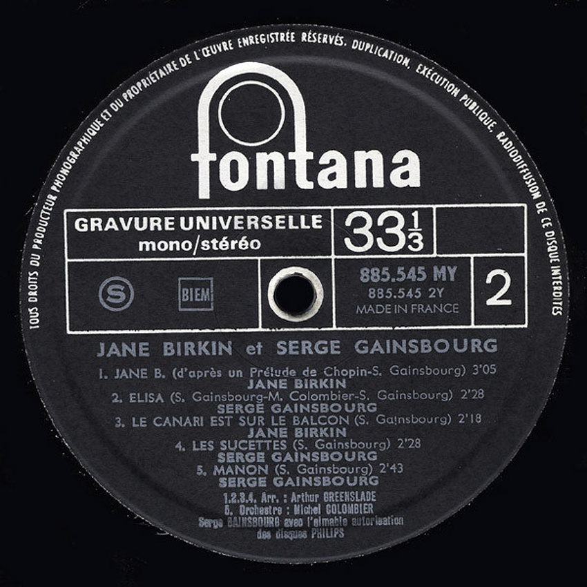Jane Birkin - Serge Gainsbourg / SERGE GAINSBOURG & JANE BIRKIN (1969)