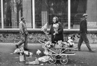 Kyrgyzstan, Frunze. The flower woman by Henri Cartier-Bresson (1972)