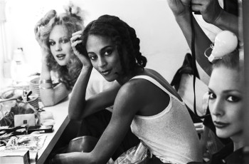 Alva Chinn, Rosie Vela, and Karen Bjornson, Halston by Arthur Elgort (1977)