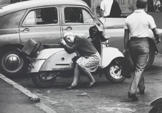 The woman and the motorcycle, Moscow by Georg Oddner (1967)
