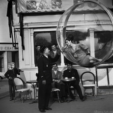 Simone d’Ailencourt (Bubble, Seine, Paris) by Melvin Sokolsky (1963)