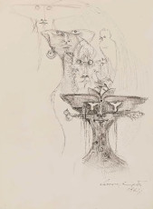 Gods and animals (ink, pencil) by Leonora Carrington (1964)