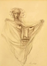 Feedback (ink, pencil) by Leonora Carrington (1966)