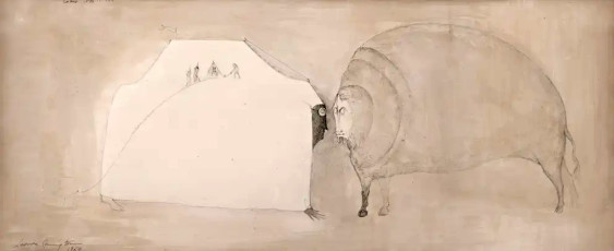 As a couple (ink, pencil, blur) by Leonora Carrington (1969)