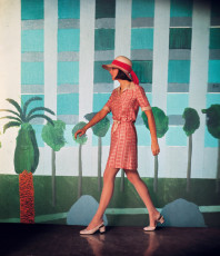 Model in a mini dress a motif of the painter David Hockney by F.C. Gundlach (1969)