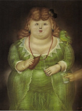 Woman with a Parrot by Fernando Botero (1973)