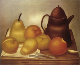Still Life with Coffee Pot by Fernando Botero (1977)