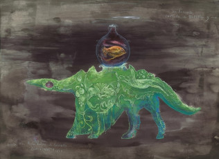 A Fish Dressed As A Bottle And A Mule Dressed As A Crocodile by Leonora Carrington (1977)