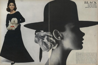 Benedetta Barzini by David Bailey, Irving Penn (Vogue USA 1964.08/2)