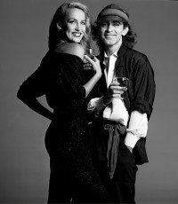 Jerry Hall, Ossie Clark (british fashion designer) by Clive Arrowsmith (1970)