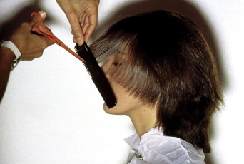 Model Getting A Haircut by Arthur Elgort (1976)