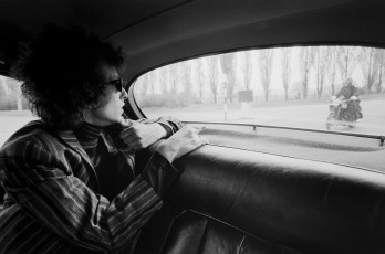 Bob Dylan, M1 Highway, England by Barry Feinstein (1966)