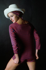Model In A Blue And Red Striped Top And Matching by Frances McLaughlin-Gill (1963)