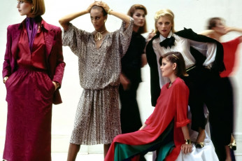 Chris Royer, Alva Chinn, Lisa Cooper (standing), Melanie Cain (seated) by Duane Michals (1976)