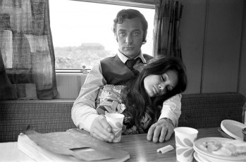 Michael Caine, Geraldine Moffat on the set of GET CARTER by Terry O'Neill (1970)