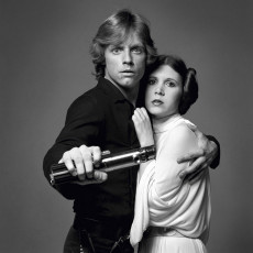 Mark Hamill, Carrie Fisher in STAR WARS TRILOGY by Terry O'Neill (1977)