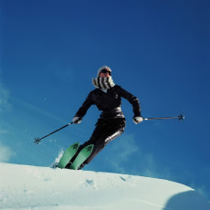 A Model Wearing A Ernst Engel Ski Suit by Franco Rubartelli (1969)
