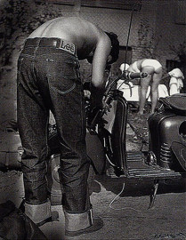 Paul Pollack Repairs My Brother's Scooter by Jan Saudek (1963)