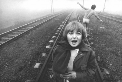 Railroad Tracks -Lovers by Jan Saudek (1969)