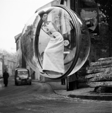 Simone dAilencourt (Bubble, Delvaux Street, Paris) by Melvin Sokolsky (1963)