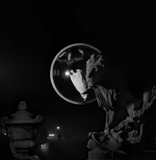 Simone dAilencourt (Bubble, Pont Alexandre III At Night, Paris) by Melvin Sokolsky (1963)