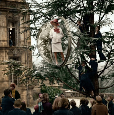 Simone d’Ailencourt (Bubble, School Yard Tree, Paris) by Melvin Sokolsky (1963) color