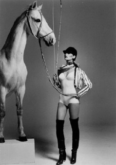Model posing with a horse by Chris von Wangenheim (1970-79)
