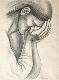 Woman crying by Raul Anguiano (1979)