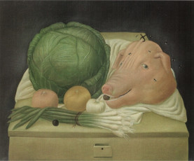 Still Life with the Head of Pork by Fernando Botero (1968)