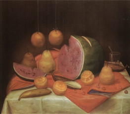 Still Life with Watermelon by Fernando Botero (1974)