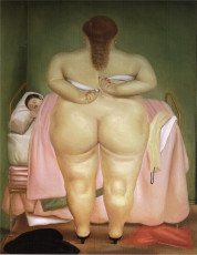 Woman Stapling Her Bra by Fernando Botero (1976)
