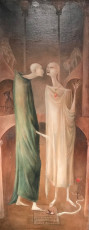 The Magician Zoroaster Meets His Image In The Garden (Brothers In Babylon) by Leonora Carrington (1960)