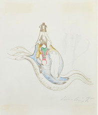 Study for SNAKE-BITE FLORIPONDIO (watercolor, pencil, ink on paper) by Leonora Carrington (1963)