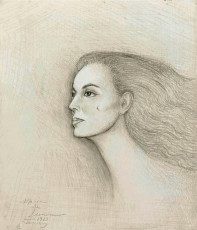 Portrait Of Maria Felix (graphite) by Leonora Carrington (1963)