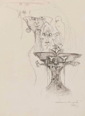 Gods and animals (ink, pencil) by Leonora Carrington (1964)