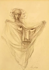 Feedback (ink, pencil) by Leonora Carrington (1966)