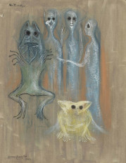 Night (gouache, pastel, ink) by Leonora Carrington (1968)