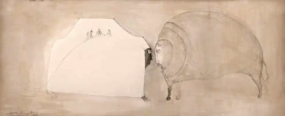 As a couple (ink, pencil, blur) by Leonora Carrington (1969)