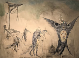 Aves de Horca (watercolor) by Leonora Carrington (1971)