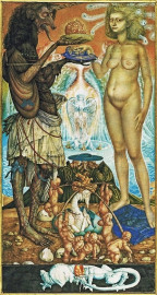 The Wedding of the Unichorn (watercolor,) by Ernst Fuchs (1960)