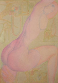 Nu (oil on canvas) by Ernst Fuchs (1968)
