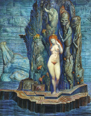 Aphrodite on the Island of Eyes outside the Wall of Heaven by Ernst Fuchs (1974)
