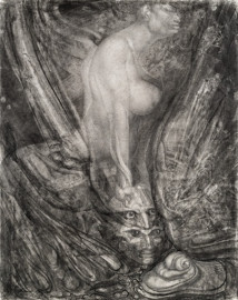 Triumph of the Sphinx (graphite on paper) by Ernst Fuchs (1966)