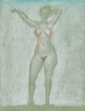 Akt (astel and watercolor on paper) by Ernst Fuchs (1971)