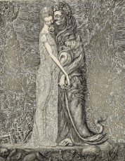 Delilah with the dagon (from Samson) (etching) by Ernst Fuchs (1963)