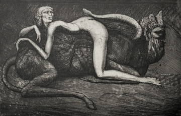 Love game of the nymph (åtching) by Ernst Fuchs (1970)