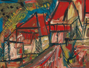 Untitled (Red Houses) by Francis Newton Souza (1961)