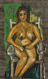 Untitled (Sitting Nude) by Francis Newton Souza (1963)