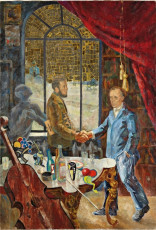 Виталий Комар, Александр Меламид "Встреча А. Солженицына и Г. Белля на даче М. Ростроповича" (1972)