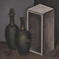Дмитрий Краснопевцев "Натюрморт с двумя бутылками и коробкой" (1974)